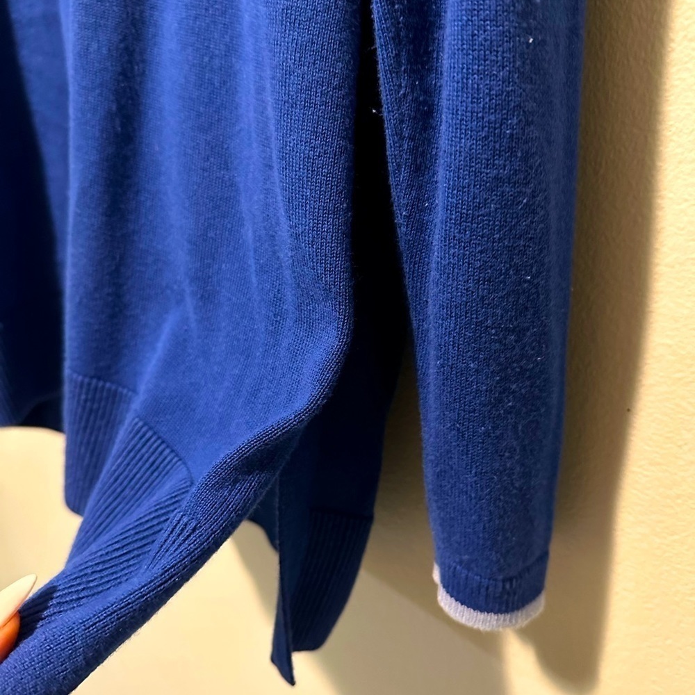 Talbots Blue V-Neck Cardigan button down sweater Petite Large cotton blend - Picture 7 of 10